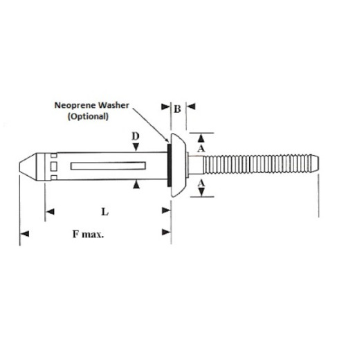 CF-RV6676-8-4W Gesipa Bulb-Tite Blind Rivets, RV6676-8-4W Blind Rivets; 1/4 Inch, (.250 Inch), (.040-.250 Inch Gr